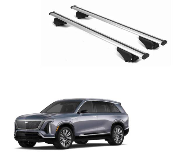 2 PC Roof Rack Cross Bars with Extended Bar Design for Cadillac VISTIQ 2026 for Flush Rails – Silver