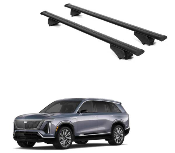 2 PC Roof Rack Cross Bars with Extended Bar Design for Cadillac VISTIQ 2026 for Flush Rails – Black
